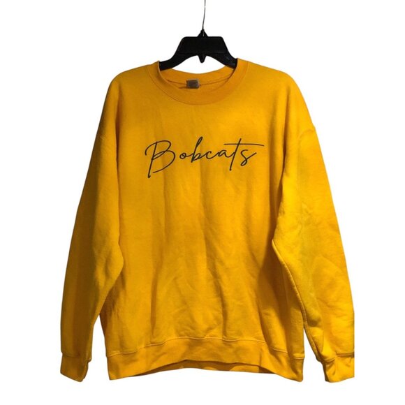 Local Team Preppy Thrashed Yellow Bobcats Pullover Yellow Crewneck Sweatshirt L - Picture 2 of 16